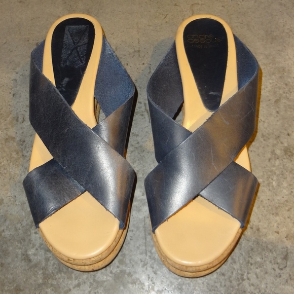 Andre Assous Shoes - Andre Assous Blue Brook Sandals Leather & Cork 8